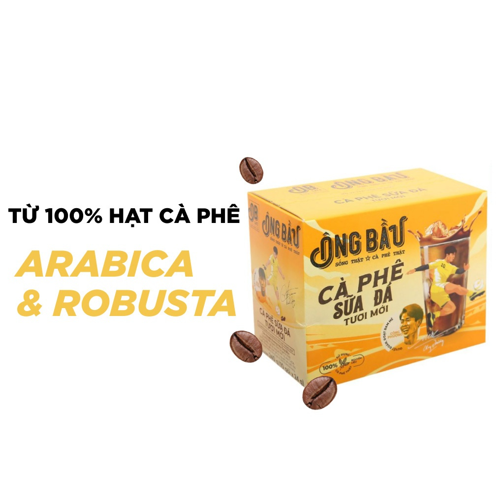 10 gói / ÔNG BẦU -- Hộp TƯƠI MỚI 240g -- CÀ PHÊ SỮA ĐÁ TƯƠI MỚI Fresh Iced Milk Coffee (HALAL)