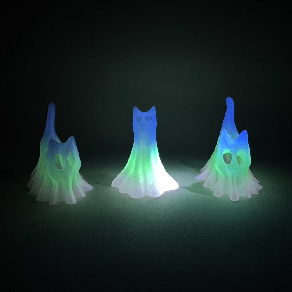 3PCS/SET Plastic Material Halloween Cat Figurines Glow-in-the-Dark Funny Tabletop Shelf Figurines Party Supplies Miniature Ghostly Cats Christmas Decoration