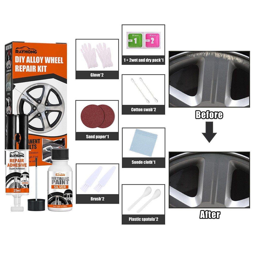 Cấp độ chuyên nghiệp vành bánh xe hợp kim sửa chữa vết xước Kit bền lâu bảo vệ