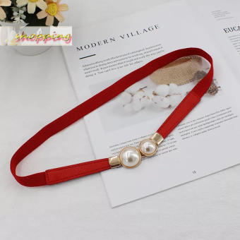🔥singg poy Ngọc trai khóa vành đai PU da váy váy eo đàn hồi mỏng phụ nữ thắt lưng phụ nữ Dây thắt lưng phụ kiện