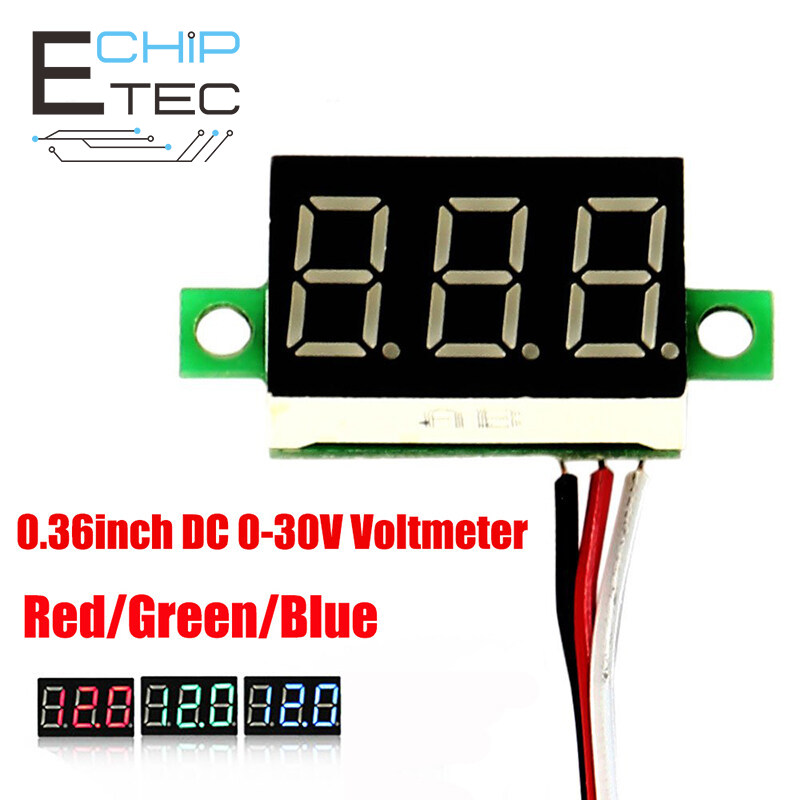 1pcs/3pcs dc 0-30v 0.36 inch3 hiển thị chữ số vôn kế mini kỹ thuật số led vôn kế cụ đỏ/xanh/gree