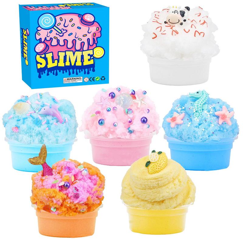 60ml Scented Fluffy Butter Slimee Kit Soft Sludge Non-Sticky Cotton Mud Stretchy Toy Colored Clear Crystal Putty For Kids Clay & Dough