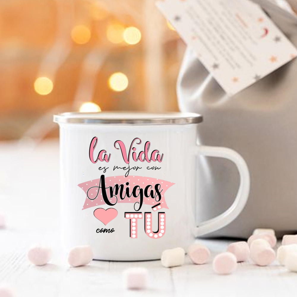[polls] Happy Love and Friendship Day Print Valentine Enamel Mugs Coffee Mug Valentine's Party Drink Wine Juice Cups Enamel Cup Gifts ราคา 606 บาท*ส่งฟรี