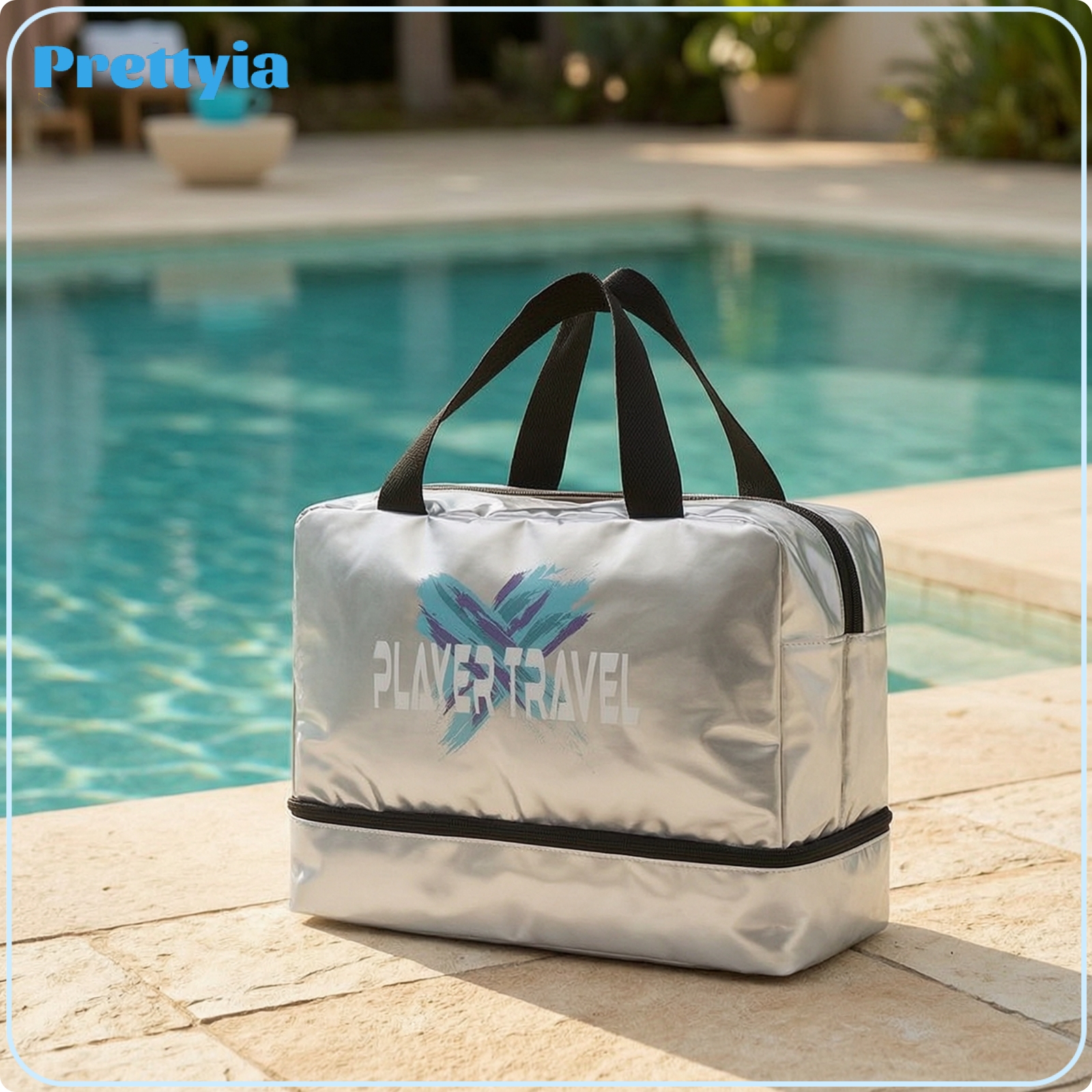 Prettyia Waterproof Duffle Bag with Shoe Compartment Wipe-Clean Travel Bag with Shoe Compartment Wet Dry Glossy for Gym ราคา 10,745 บาท*ส่งฟรี