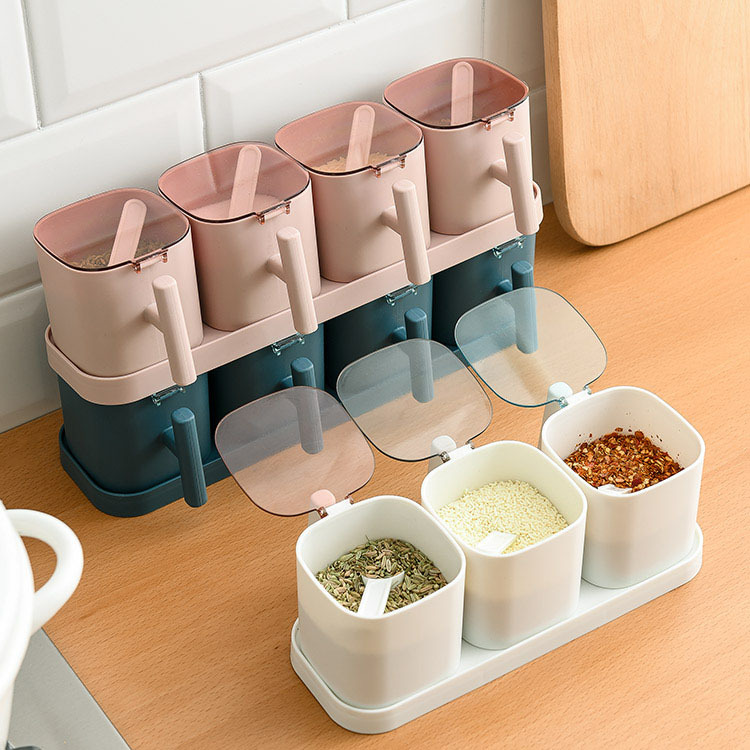 Bộ kết hợp gia vị, nồi muối ăn nhà bếp, chai bột ngọt, hũ đường, hộp gia dụng, hộp lưu trữ gia vị