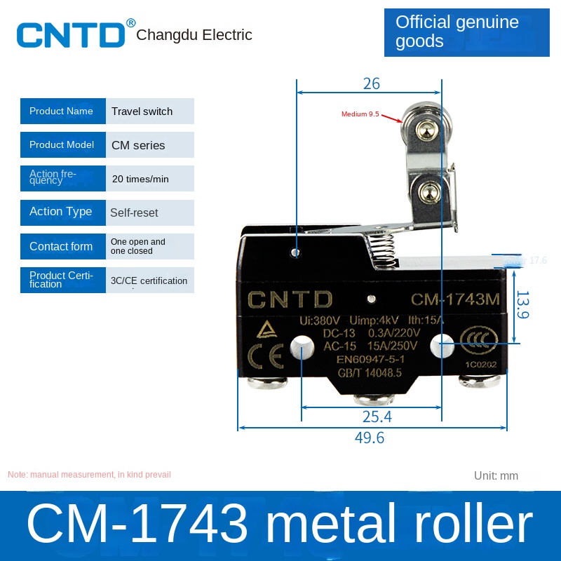 Công Tắc Hành Trình CM-1743 (KL) | Micro Switch Changde CM-1307/1308/1305/1306/1300/1303TM Cho Tự Động Hóa