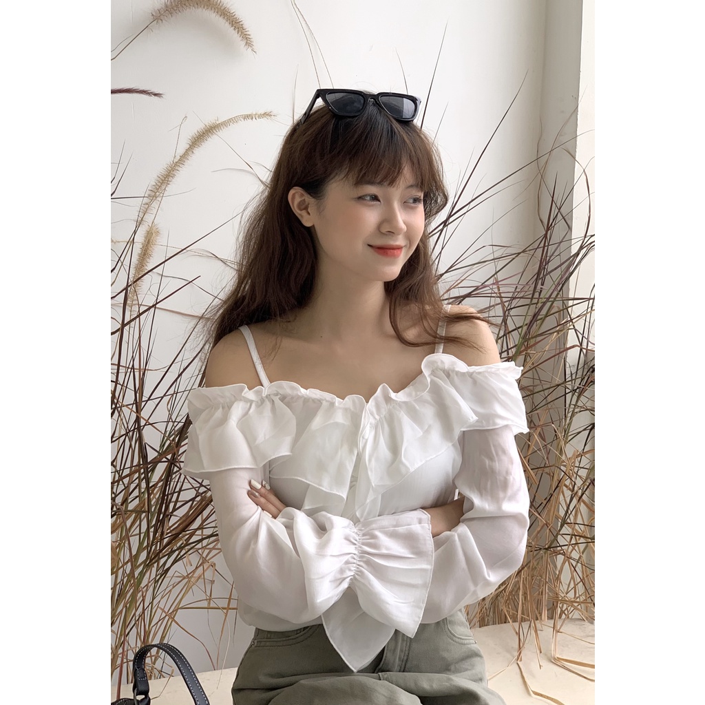 Áo LORIA TOP 2 dây trễ vai bèo nhún tay bồng Cela