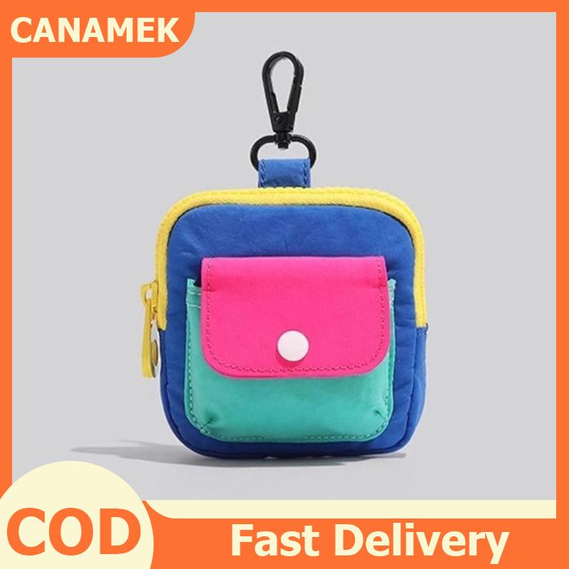 CANAMEK Xách Tay Bền Dây Kéo Đồng Xu Ví Tương Phản Màu Sắc Tai Nghe Túi Đa Chức Năng Ví Keyring Túi Hàng Ngày Sử Dụng Trang Trí Quà Tặng