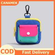 CANAMEK Xách Tay Bền Dây Kéo Đồng Xu Ví Tương Phản Màu Sắc Tai Nghe Túi Đa Chức Năng Ví Keyring Túi Hàng Ngày Sử Dụng Trang Trí Quà Tặng