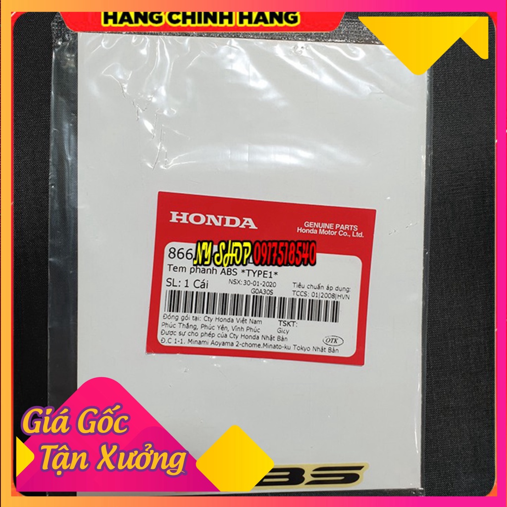 🏅 ★ Tem Chữ ABS Honda SH ABS Chính Hãng HONDA ★ 🏅 (Ảnh Sp thật)