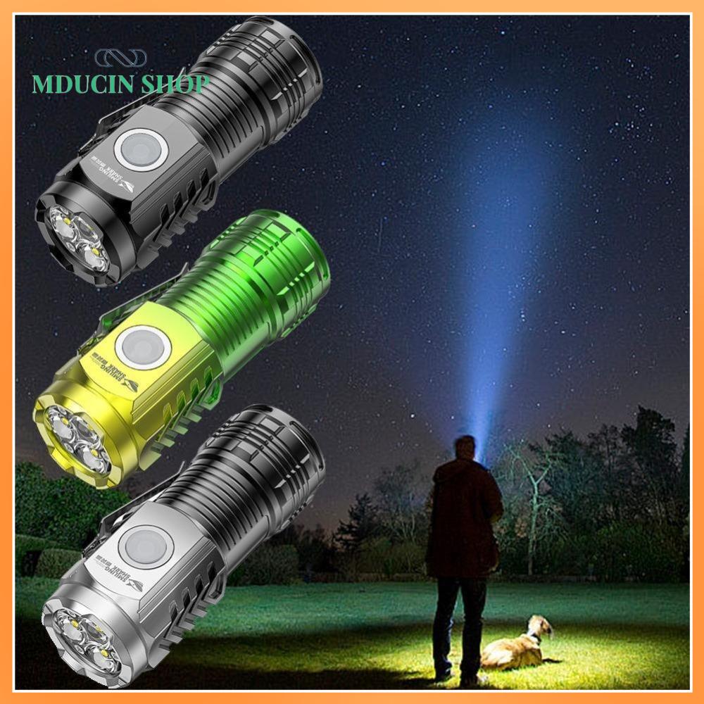 MDUCIN SHOP Có kẹp Đèn pin mini ba mắt Đa dụng Mini Đèn pin mini ánh sáng mạnh  Di động Đèn pin khẩn cấp
