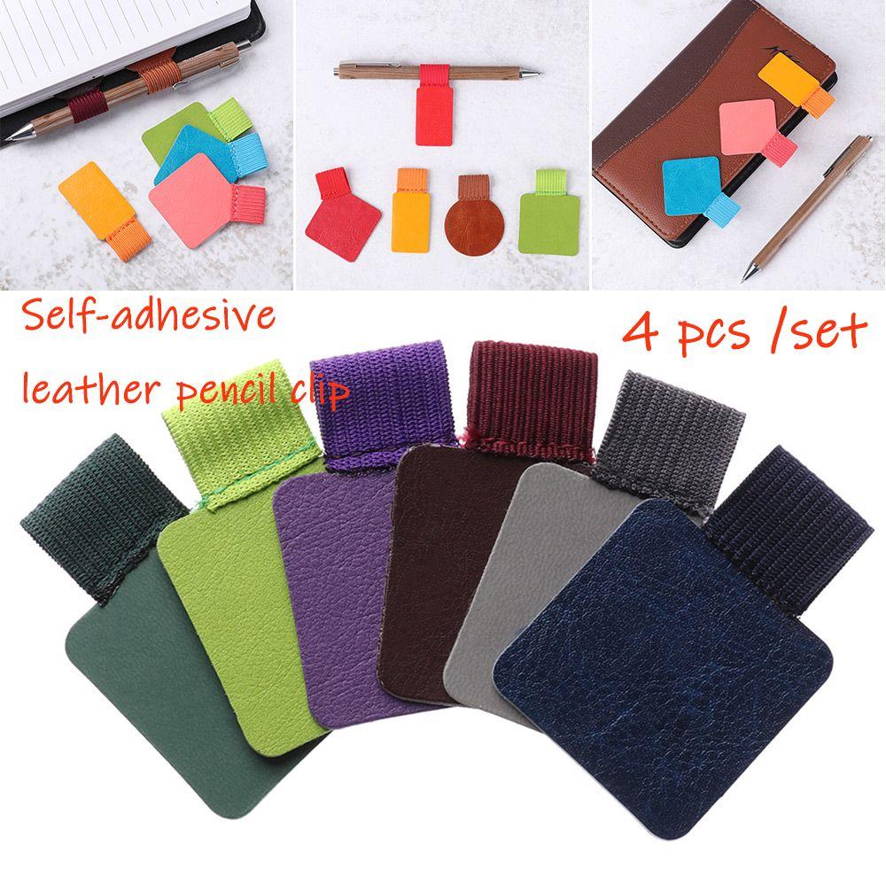 LUCID 4 Pcs / Set Cầm tay Tự dính Nhiều màu Giá đỡ bút tự dính Pencil Elastic Loop Da thú Kẹp bút