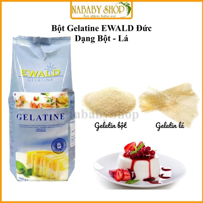 Gelatine Ewald Đức dạng bột/lá làm kẹo dẻo, làm thạch