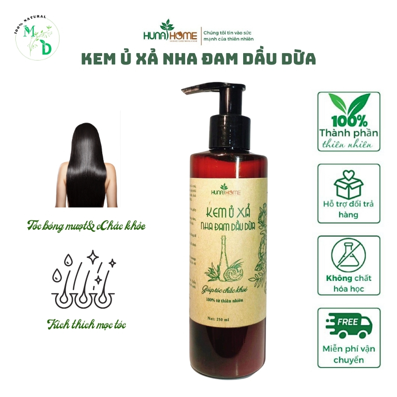 Kem ủ xả tóc nha đam dầu dừa, dầu xả tóc , dầu ủ dưỡng tóc mềm mượt, chắc khỏe 100% thiên nhiên hunahome