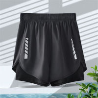 oobest【จัดส่ง 2-3 วัน】กางเกงออกกำลังกาย กางเกงกางเกงกีฬาขาสั้นสำหรับผู้หญิงกางเกงโยคะกางเกงวิ่ง2ชิ้นปลอมสำหรับฤดูร้อนกางเกงขาสั้นออกกำลังกายแห้งเร็วเอวปรับได้ ทั้งผู้ชายและผู้หญิงสามารถสวมใส่สไตล์ยูนิเซ็กส์ได้