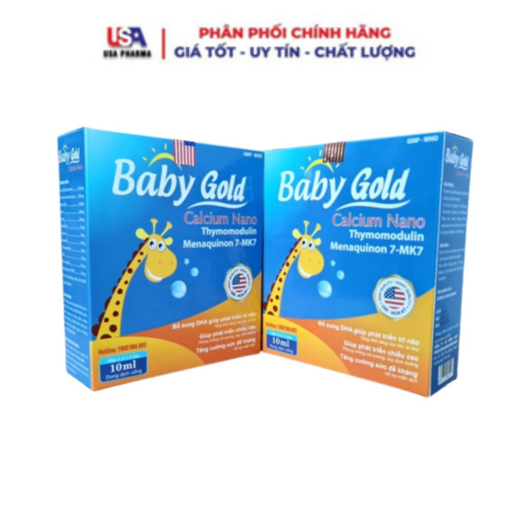 Baby Gold Calcium Nano bổ sung canxi, chống còi xương suy dinh dưỡng - Hộp 20 ống
