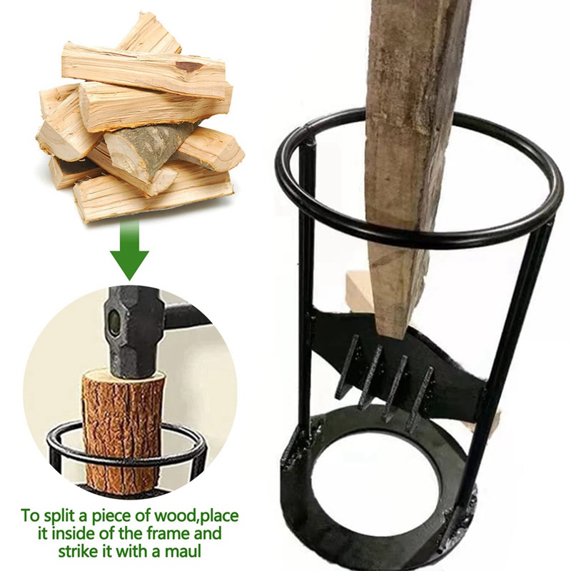 1 Piece Firewood Kindling Splitter Manual Kindling Wood Splitting Tool Carbon, Heavy Duty Cast Steel Wood Splitter