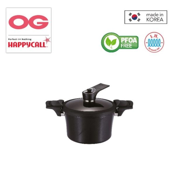 HAPPYCALL Zin 20cm in Vacuum Stock Pot (Induction Compatible) - Black (HEA-3003-1296) Singapore