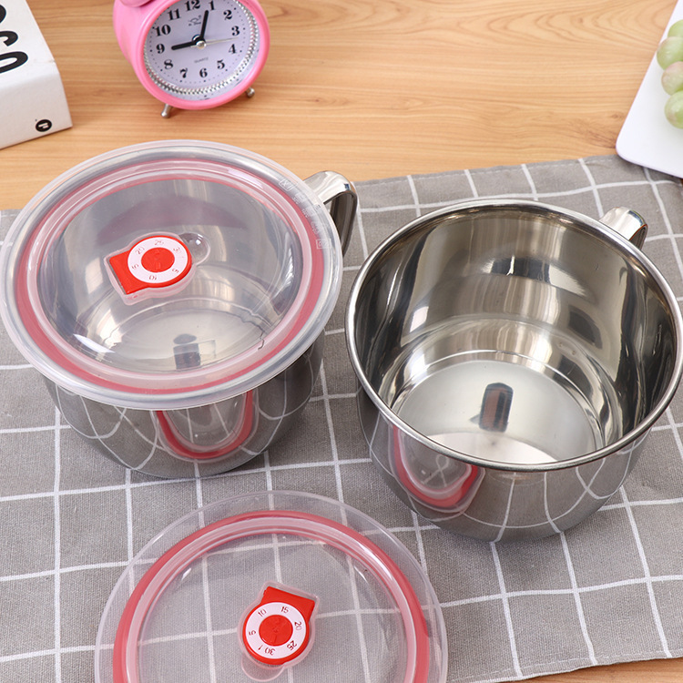 HUAQOO Ca nấu mì inox có nắp Chubby Chef nấu được trên bếp từ, có quai cầm cách nhiệt dung tích 1,5L
