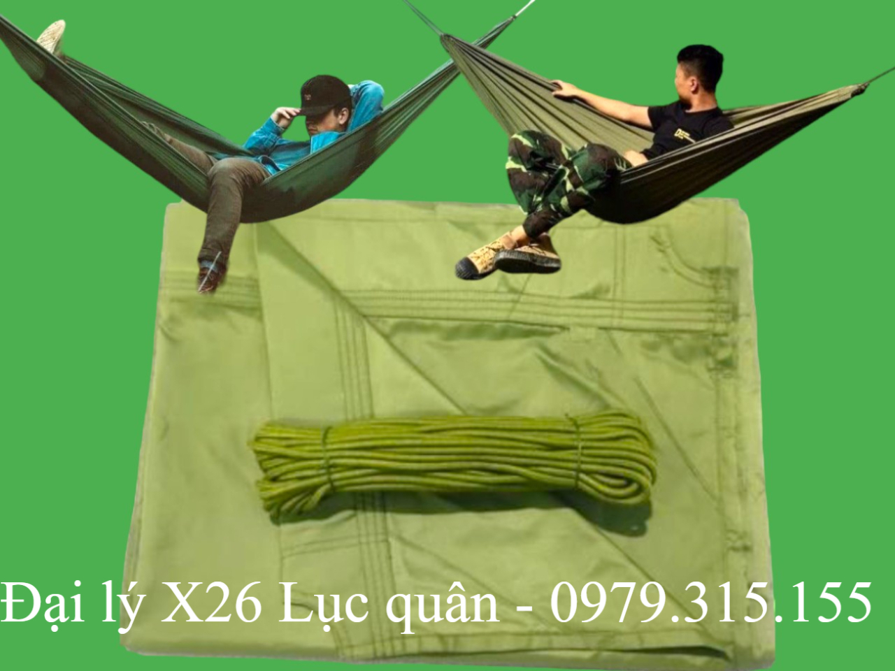 Võng dù dã ngoại và cuộn dây 16m, hàng chuẩn lᴏại 1