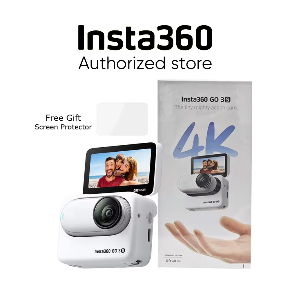 กล้องแอคชั่นแคม กล้องบันทึกกิจกรรมกลางแจ้ง Uenjoyment ชุดมาตรฐานกล้อง Action Insta360 GO 3S ดั้งเดิม - 64GB (สีขาวอาร์กติก/สีดำมิดไนท์แบล็ค)