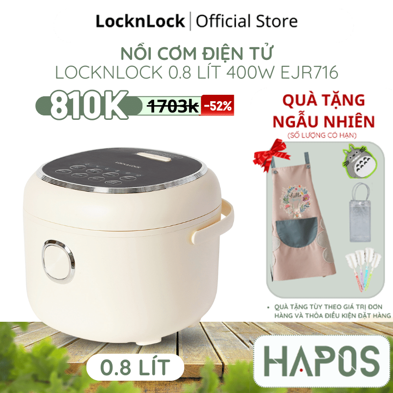 Nồi cơm điện locknlock màu ngà 0.8l/1.2l ejr716ivy/ejr346bl - phân phối chính hãng - hapos official