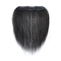 HEALMEYOU 10/15cm 100% Human Hair Bangs High Forehead Clips in Real Hair Bang Cover Frontal Hairpiece Fringe Extension Natural Fake Bangs for Men