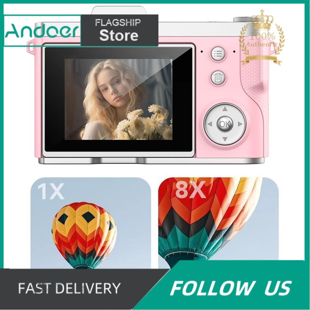 Andoer 48MP máy ảnh kỹ thuật số 8X Zoom 1080P máy ảnh không gương Với 2.4Inch Màn hình lật Được Xây Dựng Trong tự động lấy nét Flash Cho phát trực tiếp Đi Du Lịch