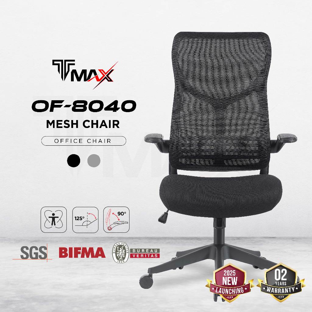 TMAX OF-8040 Ergonomic Mesh Office Chair With Adjustable Armrest Comfortable Seat For Office Use