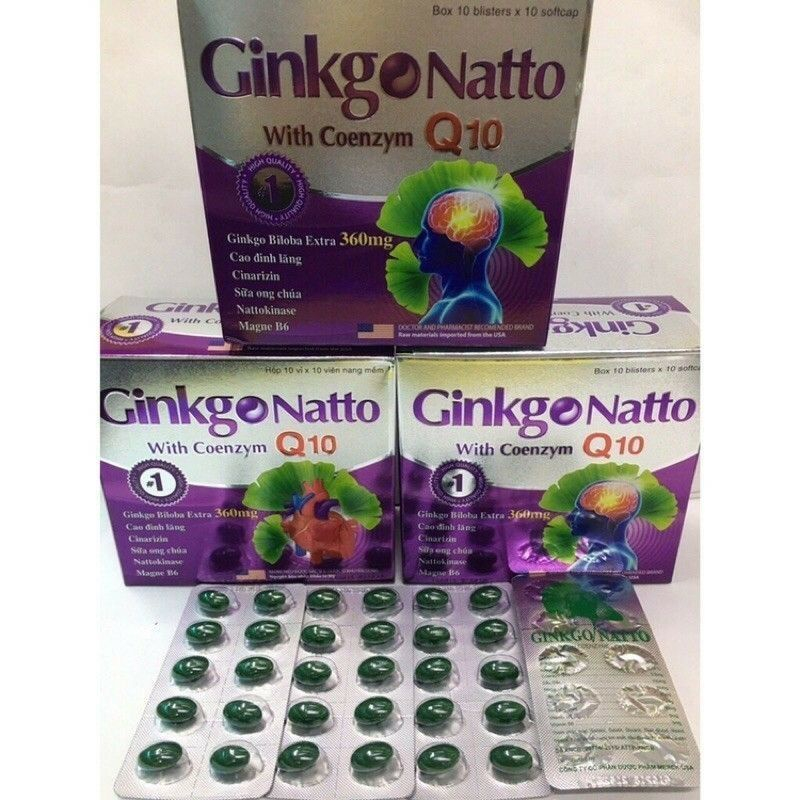 Ginkgo natto with coenzym q10 tím bạc - hộp 100 viên