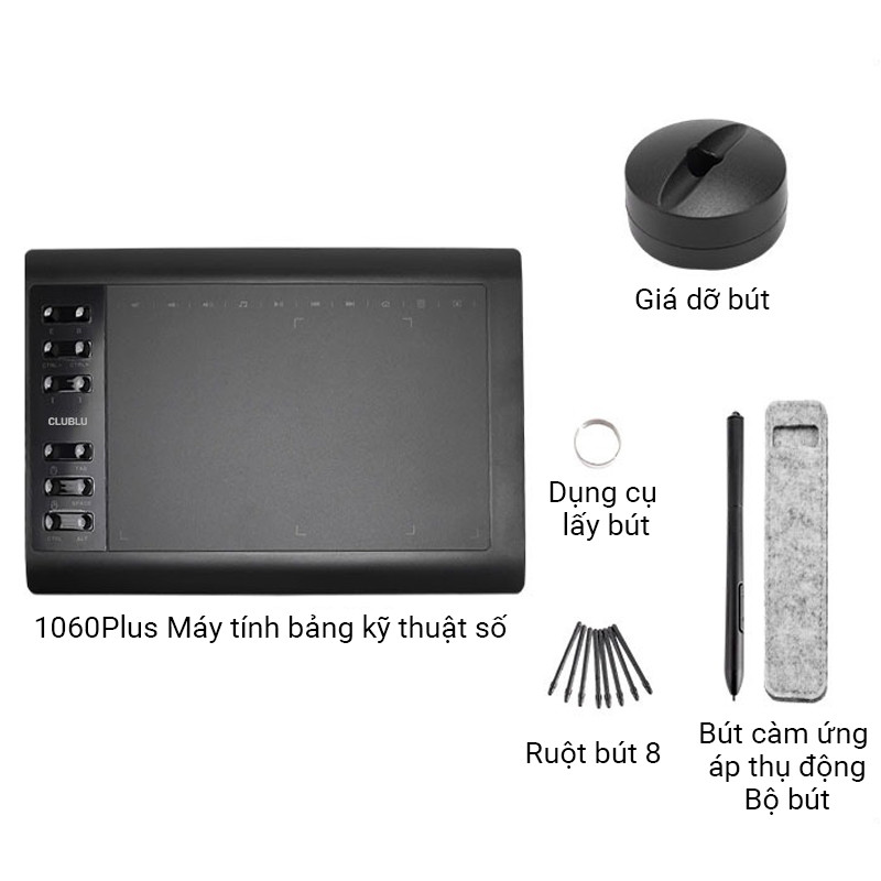 CLUBLU Bảng Vẽ Điện Tử Kết Nối Laptop 1060 Plus Với Bút Tablet Vẽ OSU 3D Thiết Kế Đồ Họa Dạy Học