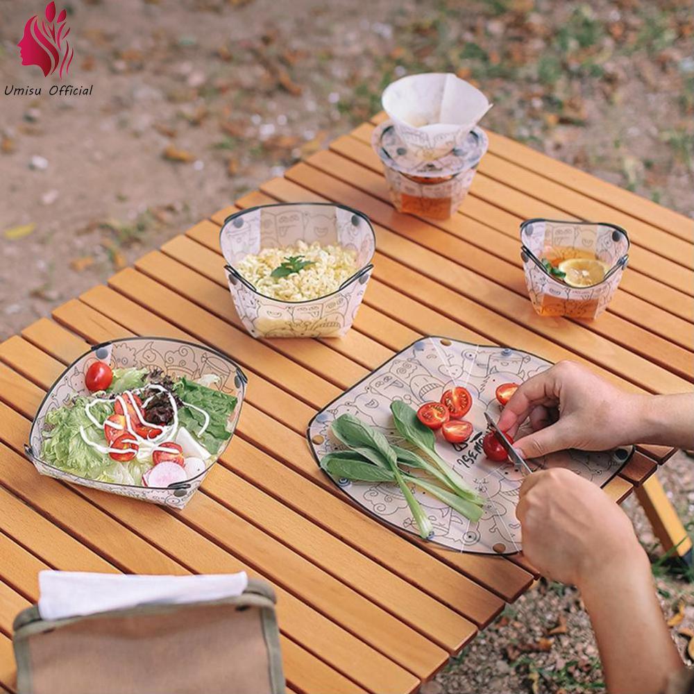 Umisu Trọng Lượng Nhẹ Có Thể Gập Lại Cắm Trại Bộ đồ ăn dùng một lần Set Cho Dã Ngoại Và tiệc sinh nhật cắm trại ngoài trời Trang Trí