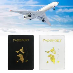 Premium Case Paspor PU Cover Paspor Kulit Motif World Map Paspor Organizer Travel Wallet Passport Dompet Kartu 10.5*14cm