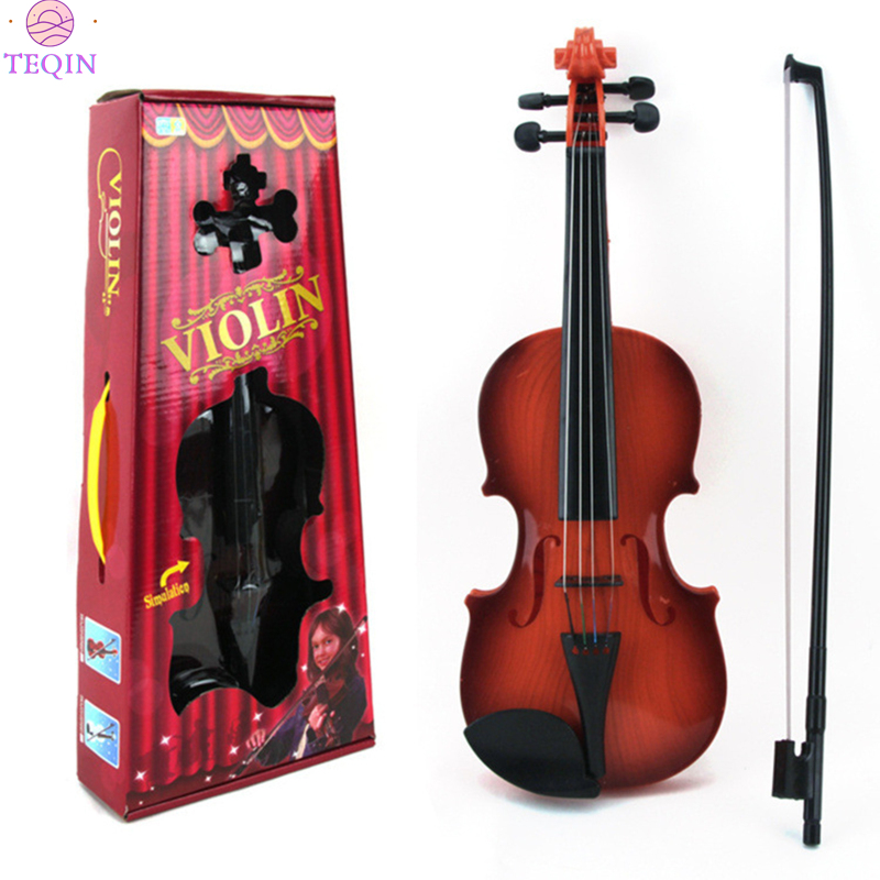 Teqin [Giao hàng nhanh] Đồ chơi Violin trẻ em Đồ chơi Violin thực tế có nơ chuỗi dây điều chỉnh nhạc cụ cho người mới bắt đầu Quà Tặng trẻ em