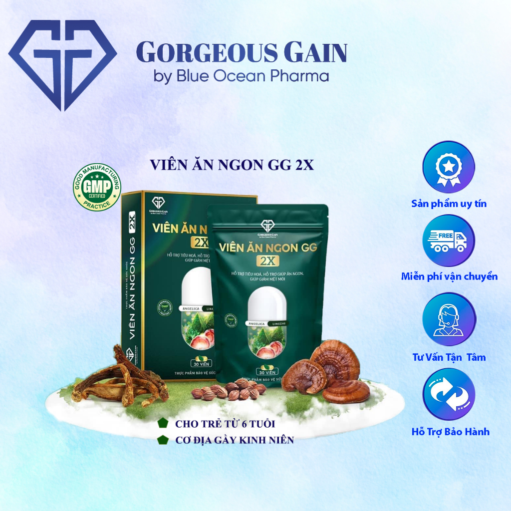 Viên Ăn Ngon GG 2X Hỗ Trợ Tăng Cân An Toàn Cho Trẻ Từ 6 Tuổi Và Người Có Cơ Địa Chai Lỳ Gầy Kinh Niên