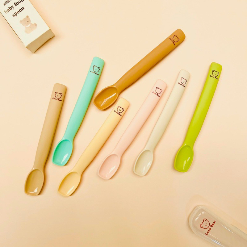 Thìa ăn dặm silicone COCO BEAR phong cách hàn quốc _ Thìa ăn dặm silicone siêu mềm