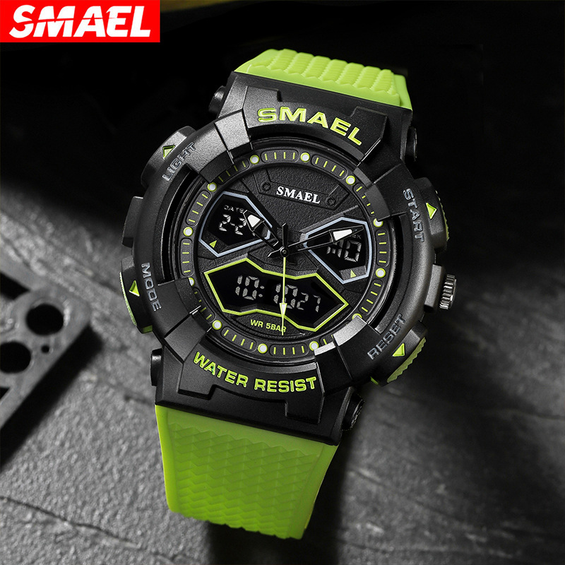 Smael Casual Student Watch Digital Dual Display Multifunctional Waterproof Luminous Cool Men's Quartz Watch