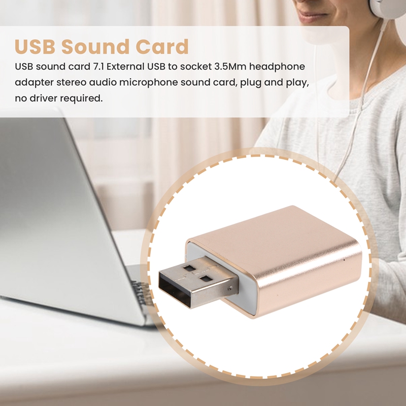 Usb Sound Card 7.1 External Usb To Jack 3.5Mm Headphone Adapter Stereo