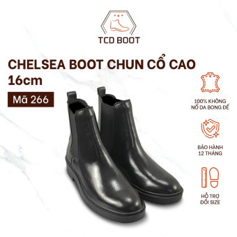 Giày Da Chelsea Boot Nam Chun Cổ Cao 16cm, Chelsea Boot Black Cao Cấp Đế Cao - Xưởng Giày Chelsea Boot