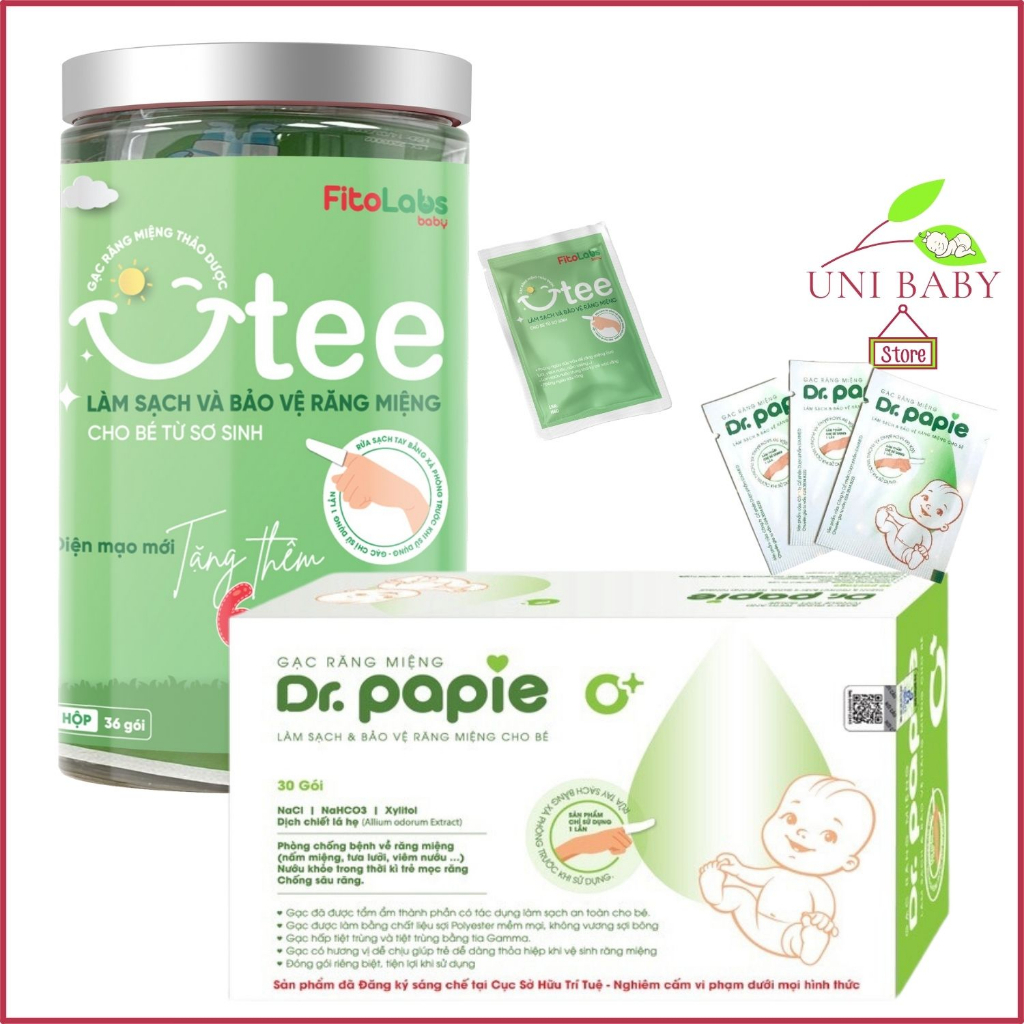 Gạc rơ lưỡi dr papie vệ sinh răng miệng cho bé hộp 30 miếng