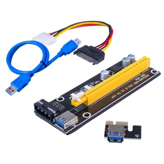 PCI-E 1X to 16X Power Riser Adapter Card USB 3.0 Extension Cable Power Cable GPU Riser Extender Cable Mining for Laptop thumbnail