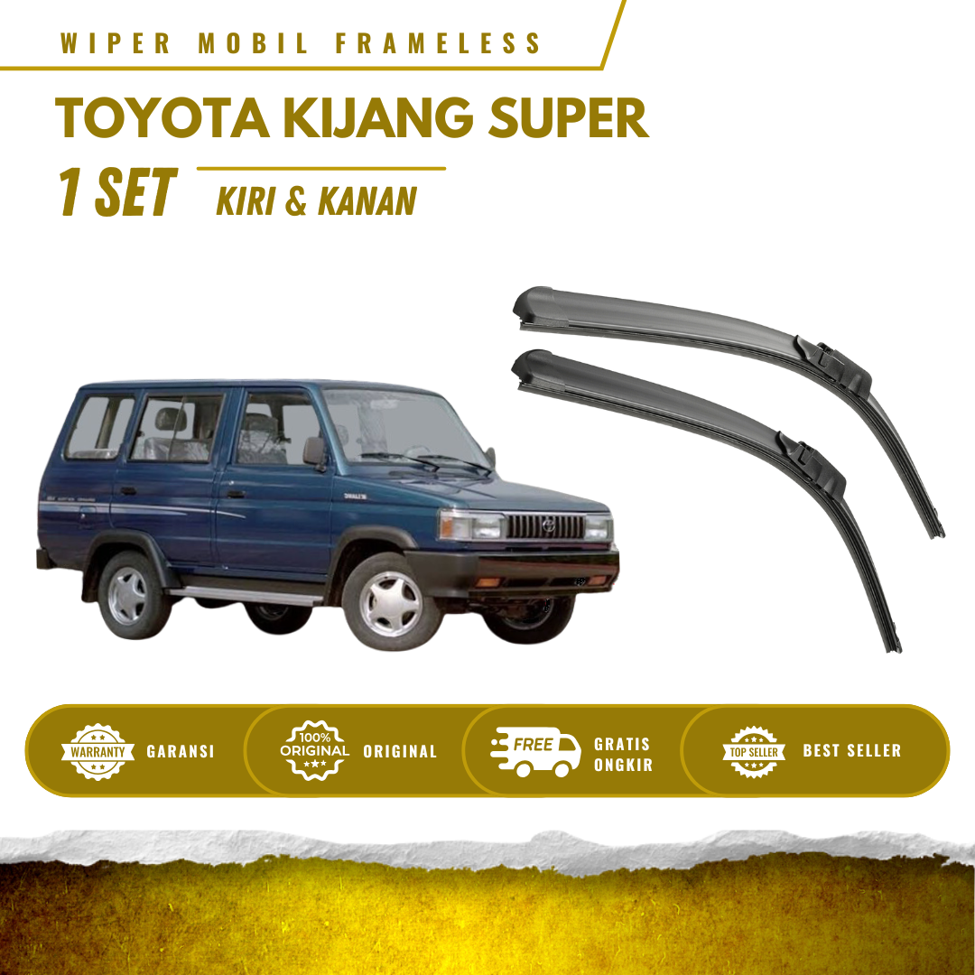 Wiper Toyota Kijang Super / Wiper Model Banana Frameless Ukuran 22 Inch Sebelah Kanan dan 16 Inch Sebelah Kiri Giá 53,000 Đồng*Miễn phí vận chuyển