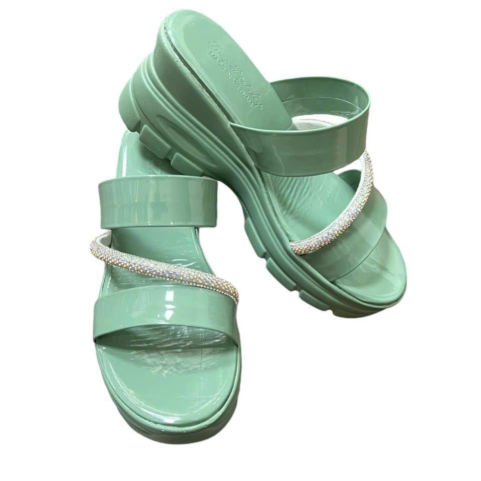 DÉP NỮ CAO GÓT - ĐẾ BÁNH MÌ CAO 7F -QUAI PHỐI XOÀN DéP Nhung Sandal giày dep nu Shoes - 3