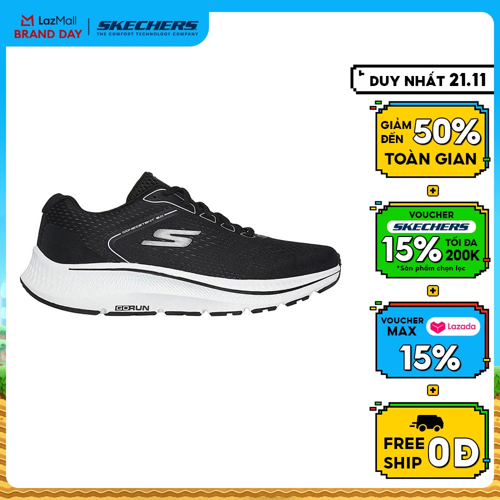 Giày Thể Thao Nam Skechers GOrun Consistent 2.0 Mile Marker Chạy Bộ Performance - 220865-BKW Air-Cooled Goga Mat Online Sale