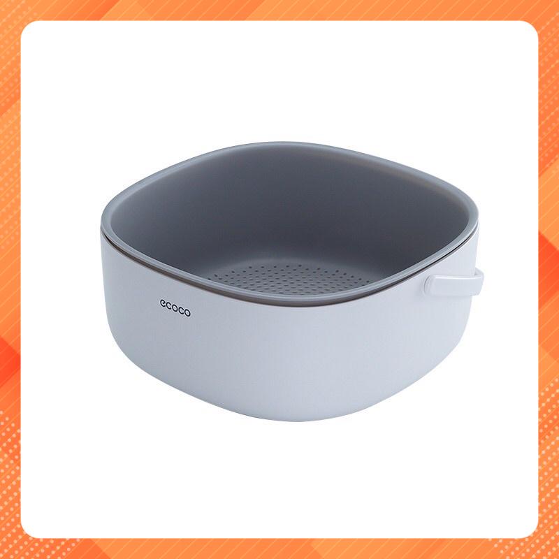 Rổ thoát nước kèm chậu ecoco, rổ rửa rau củ quả tiện ích, giỏ đựng rau quả đa năng E2025