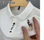 QiaoYiLuo Áo thun thêu đơn giản công sở áo Polo ngắn tay của nam mùa hè