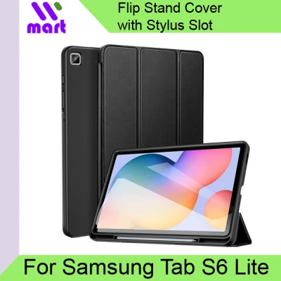 Samsung Tab S6 Lite Flip Cover Trifold PU Leather Stand Protective Flip Case for Tab S6 Lite 2020 P610 / P615 Tablet (with Stylus Slot)