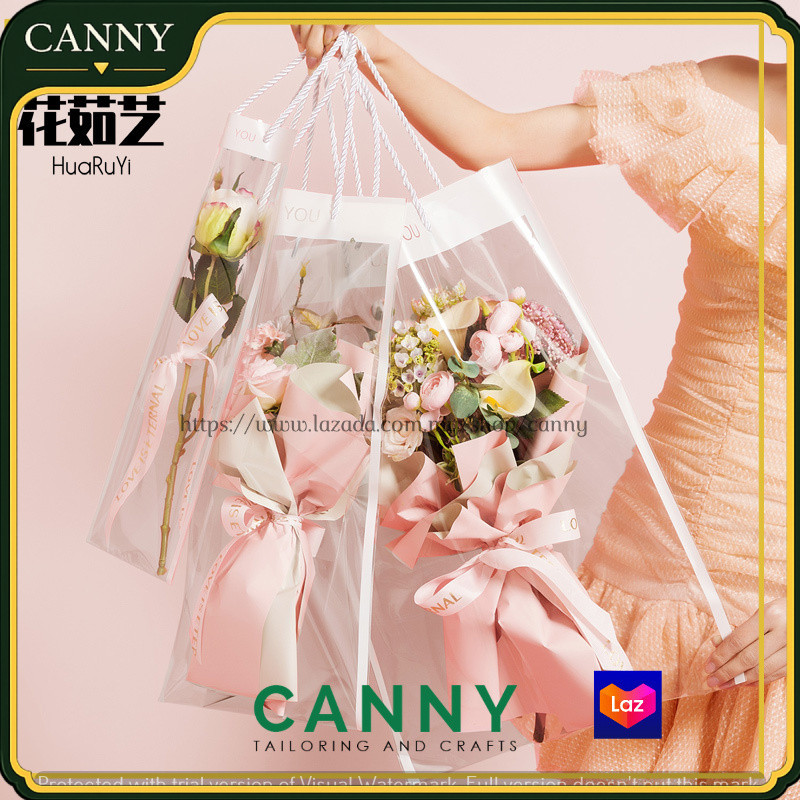 10 PCS TRENDY FLOWER TRANSPARENT BAG WITH HANDLE / BEG BUNGA DENGAN HANDLE (CODE : BG-21S) (10 PCS)