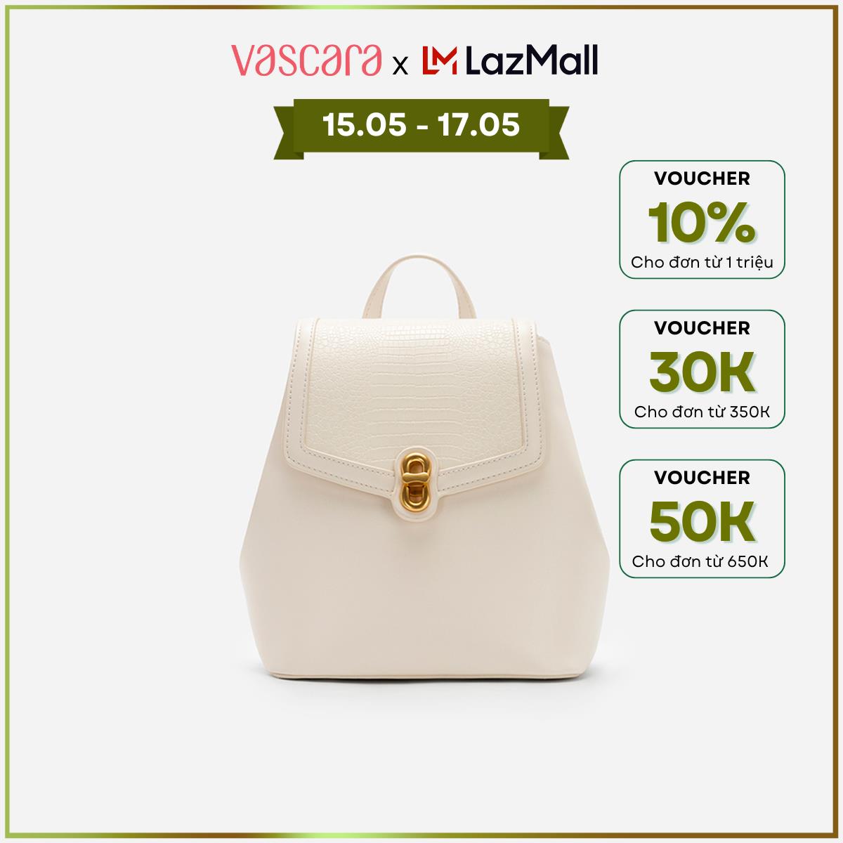 Vascara balo nắp gập vân da kỳ đà khóa gold - bac 0176
