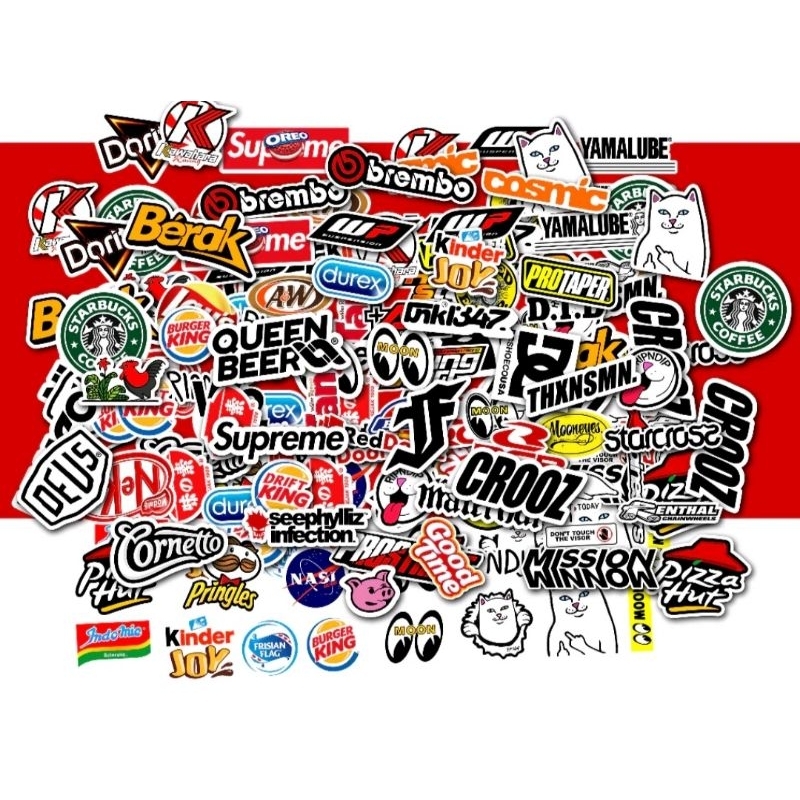 STICKER AESTHETIC ISI 108 PCS STICKER RANDOM 105 PCS STICKER APPAREL 50 PCS STICKER BAND ANTI AIR UNTUK LAPTOP CASE TUMBLER KOPER HP HELM